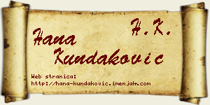 Hana Kundaković vizit kartica